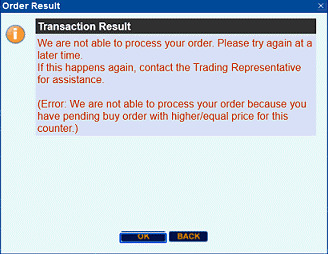 Sell Order Matched Trade Error